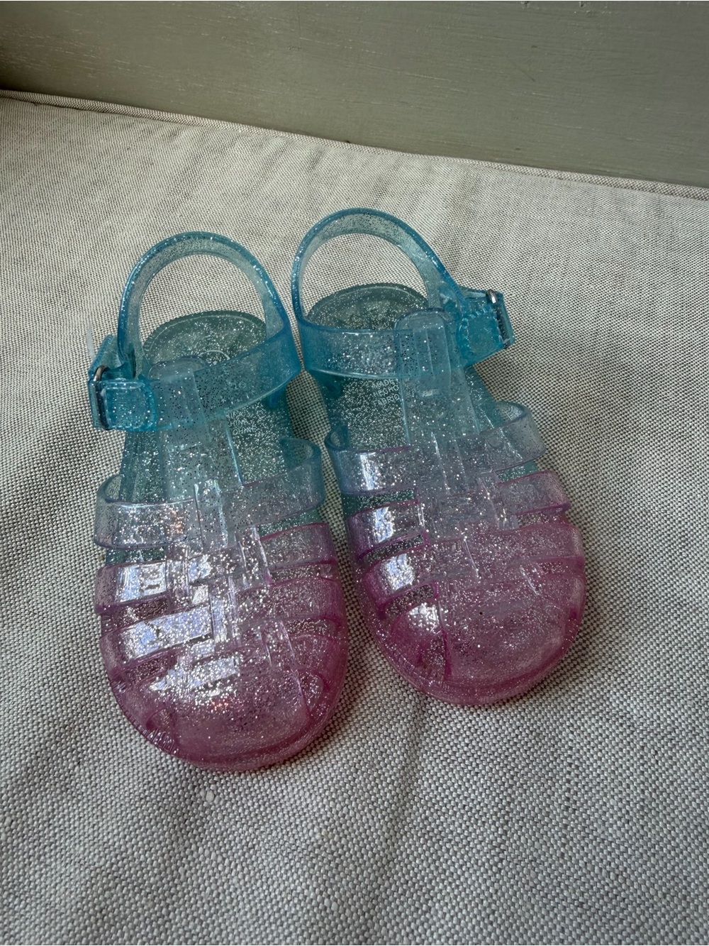 Stride Rite Glitter Jelly Sandals - Blue to Pink Ombre